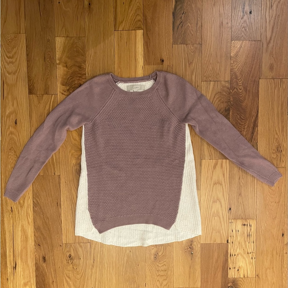 Mauve and Cream Merino Wool Loft XS Sweater